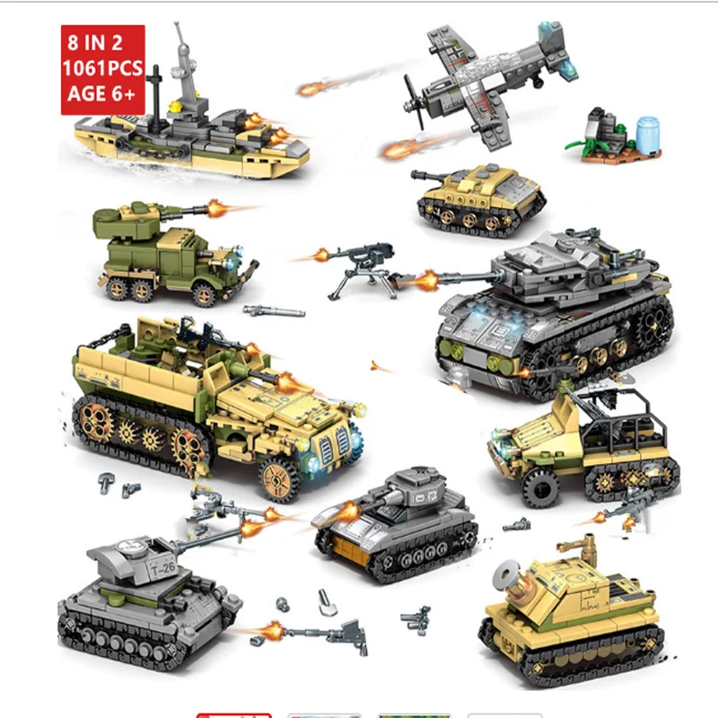 

1061Pcs Military Technic Iron Empire Tank LegoINGs Building Blocks Sets Weapon War Chariot Creator Army WW2 Soldiers Bricks Toys