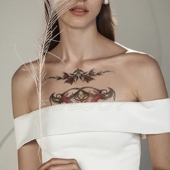 

Temporary Tattoo Stickers Sexy Lily Butterfly Wreath Fake Tatto Waterproof Tatoo Back Leg Arm Belly Big Size for Women Man Girl