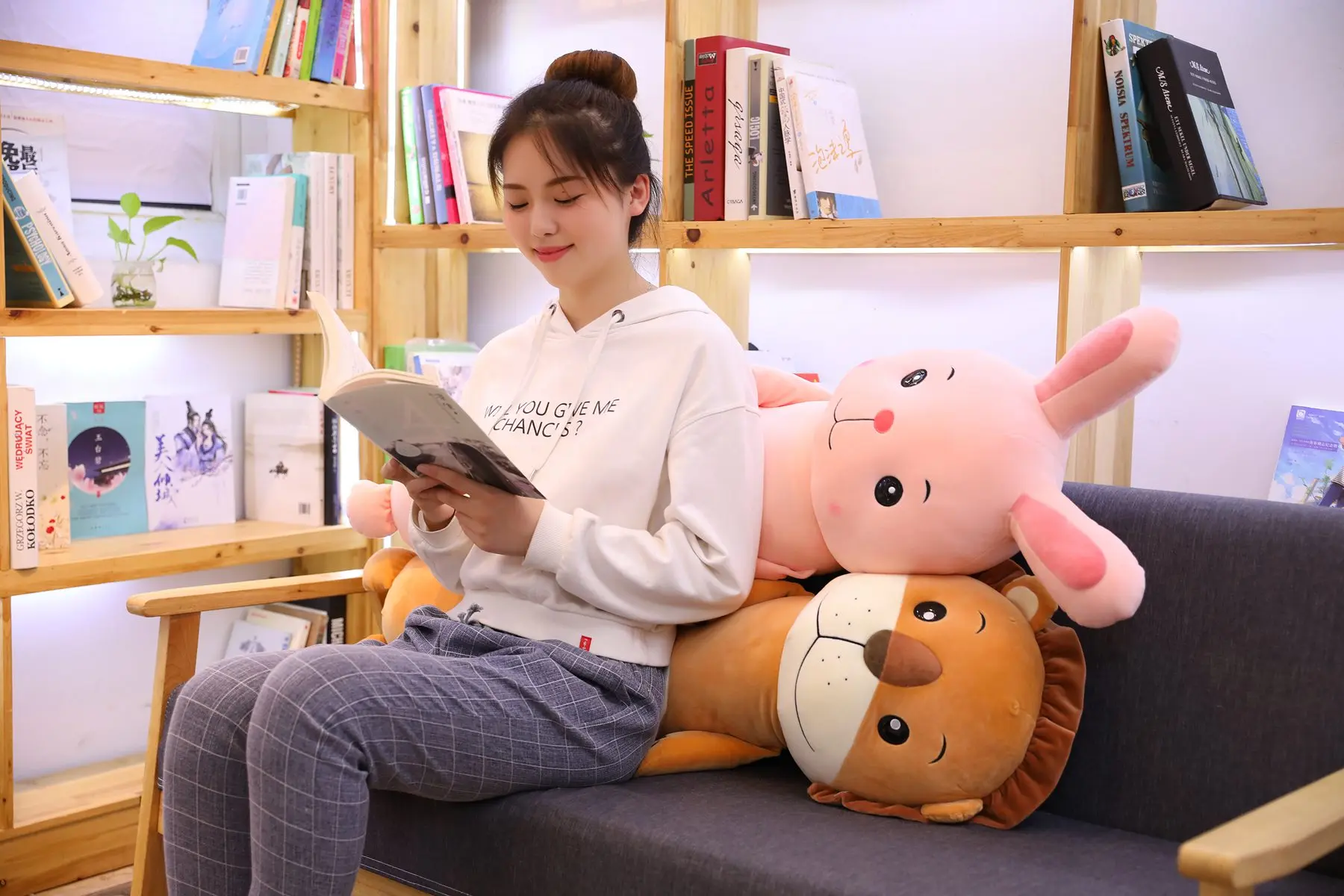 Цилиндрический плюшевые животные длинные средства ухода за кожей Kawaii постоянного обезьянка Банни лягушка Лев мягкие тела подушку компаньон, 4 размера