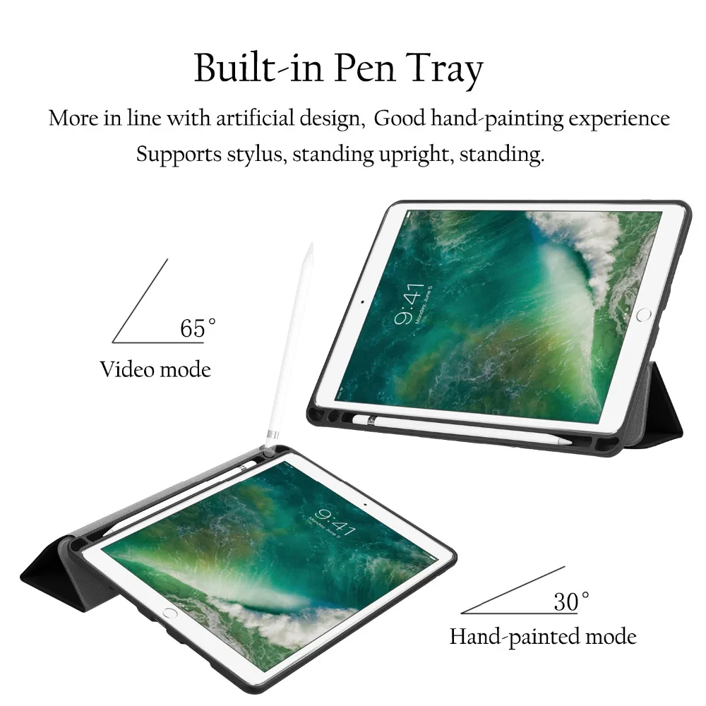 Чехол с держателем для ручек для iPad Air 3 10,5 '', кожаный чехол с откидной крышкой для iPad Air 3 10, 5 дюймов, чехол с подставкой+ стилус