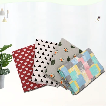 

Grid Heart Printed Fabric 50cmx140cm Cotton Linen Fabric for DIY Sewing Quilting Fabric Needlework Patchwork Material