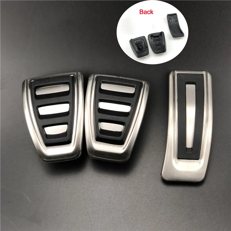 3pcs Gas Fuel Brake Footrest Foot Pedal Pad Plate AT For Audi A4 B9 2016 2017