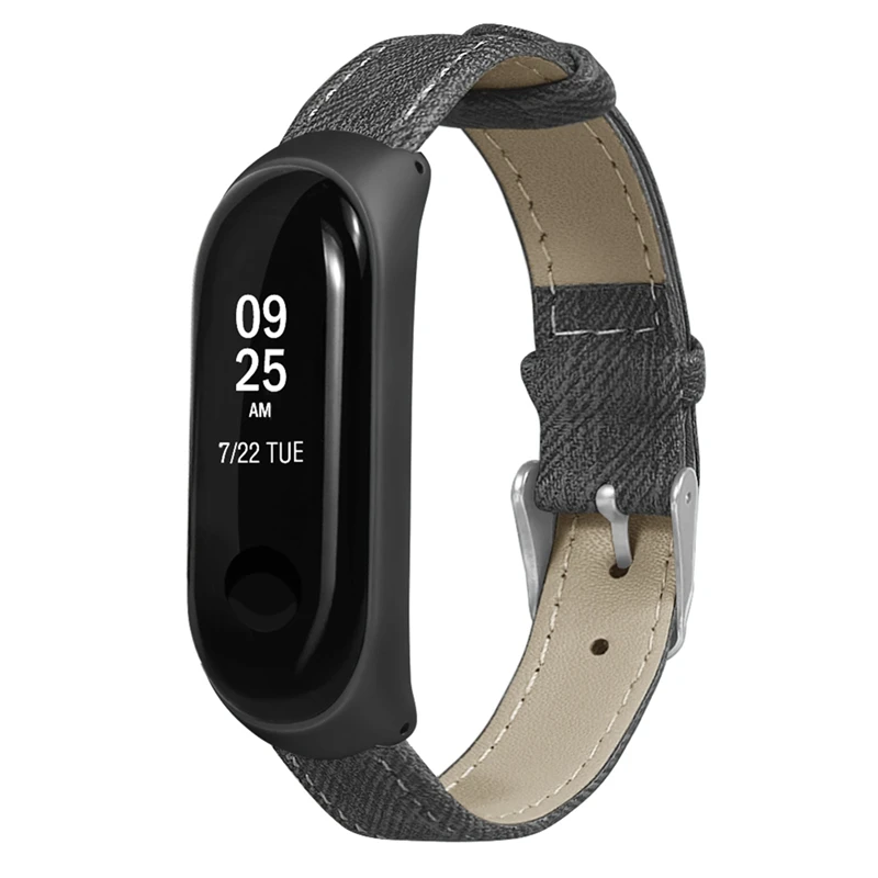 Watch Band for Xiaomi Mi Band 4 3 canvas Strap Leather Wrist Compatible Strap for Mi Band 4 Accessories Bracelet Miband 3 Strap