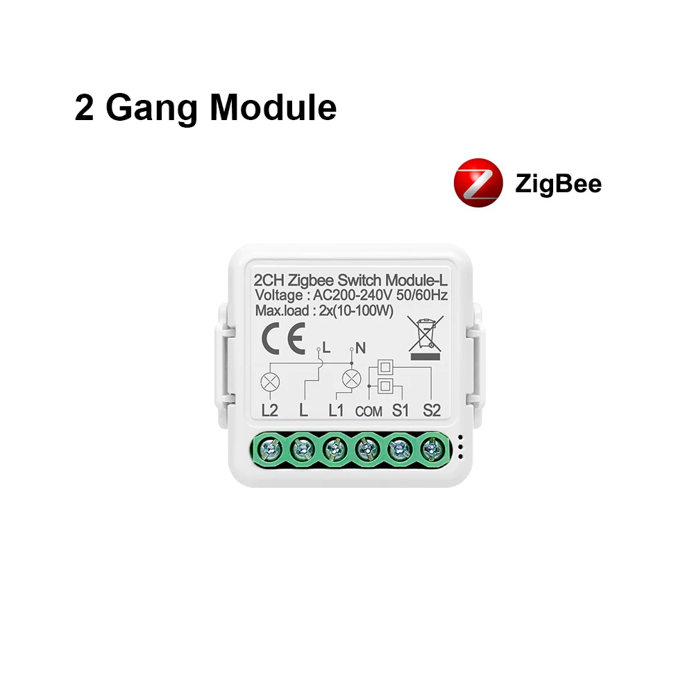 AVATTO Smart Zigbee Switch Module No Neutral Wire Required,Tuya 1/2/3 Gang Switch with 2 Way Control Work with Alexa Google Home rubber switch cap Wall Switches