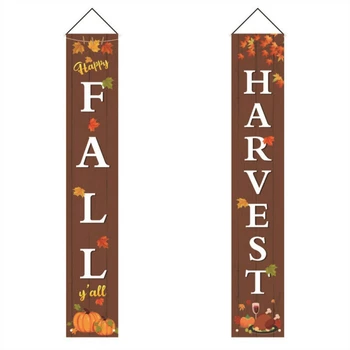 

Thanksgiving Porch Banners Fall Harvest Hanging Porch Banner Happy Fall Harvest Sign for Autumn Yard Decoration