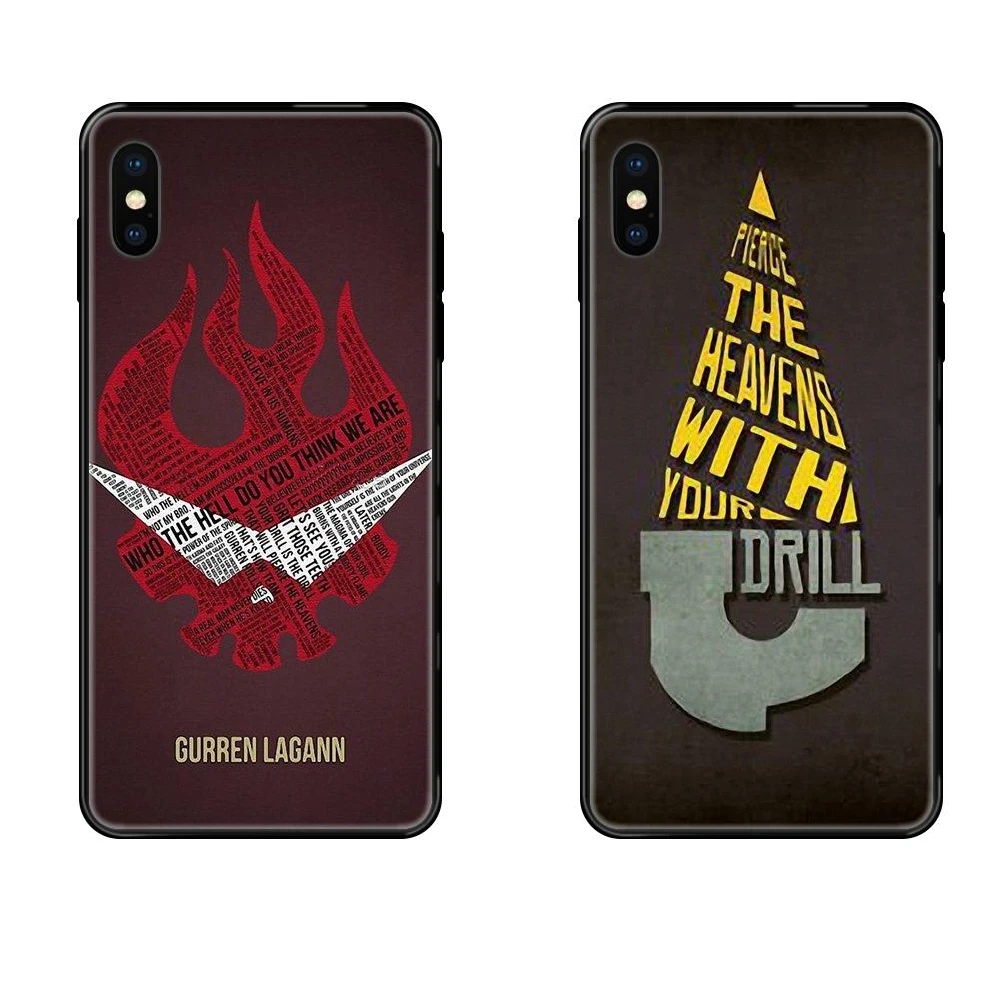 Черная типография Gurren Lagann для Xiaomi Redmi 3S 4X 4A 5 5A 6 6A 7 7A 8 8A 8T 9 9A K20 K30 S2 Y2 Pro Plus