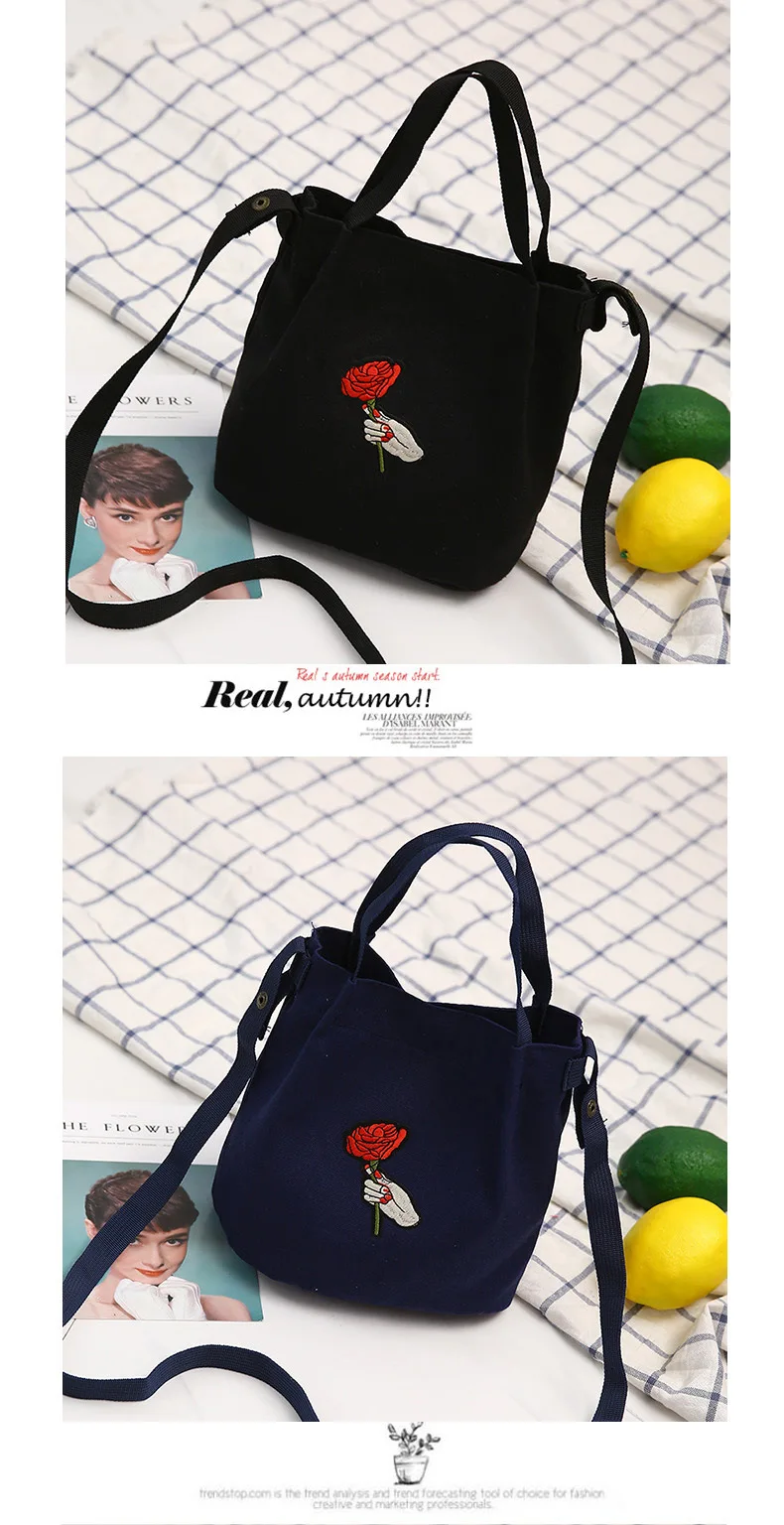 New Style Summer Canvas Bag Fashion Small Bucket Cartoon Solid Color Candy-Colored WOMEN'S Bag Literature And Art Mini Cross-bod