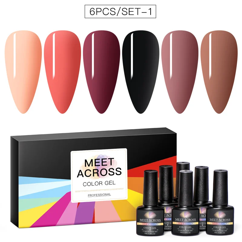 Набор гель-лаков MEET ACROSS UV Vernis Полуперманентная гель-краска матовое верхнее покрытие 8 мл Гель-лак для маникюра - Цвет: AS08650