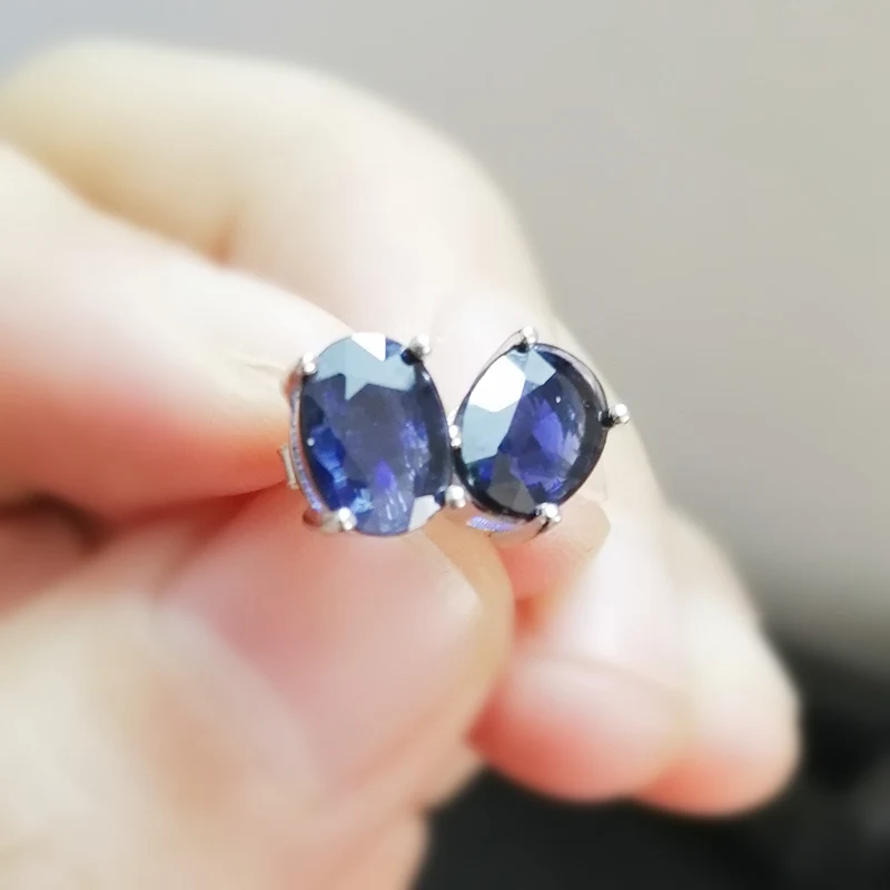 Натуральные серьги-гвоздики sapphrie, 1.55ct* 2 шт, драгоценный камень,, Настоящее серебро 925 пробы, хорошее ювелирное изделие B99251