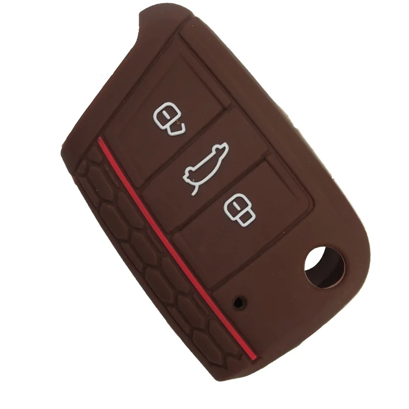 Custodia portachiavi in Silicone per auto Shell Fob per Volkswagen VW Golf 7 Mk7 Skoda Octavia A7 Kodiaq Karoq SEAT Leon Ibiza 3 Key Protector - H0cf40cebaac2491fa7d11a6ebacde19di