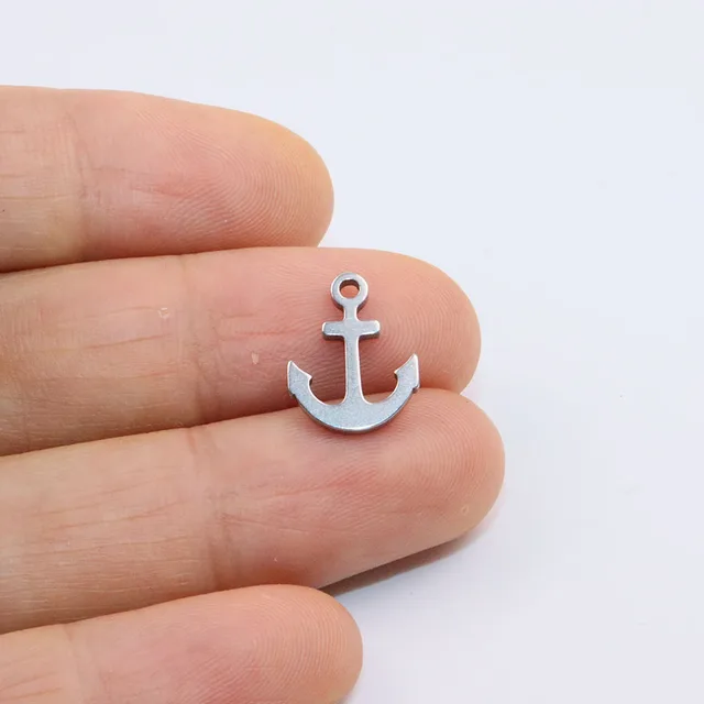 10pcs 14*10mm Wholesale Stainless Steel High Quality Anchor Charms