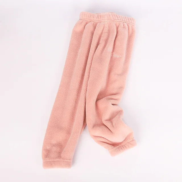 Новые штаны для мальчиков; леггинсы для девочек; детские штаны для девочек; Зимние Детские Пуховые теплые брюки; Осенняя детская одежда для мальчиков - Цвет: Розовый