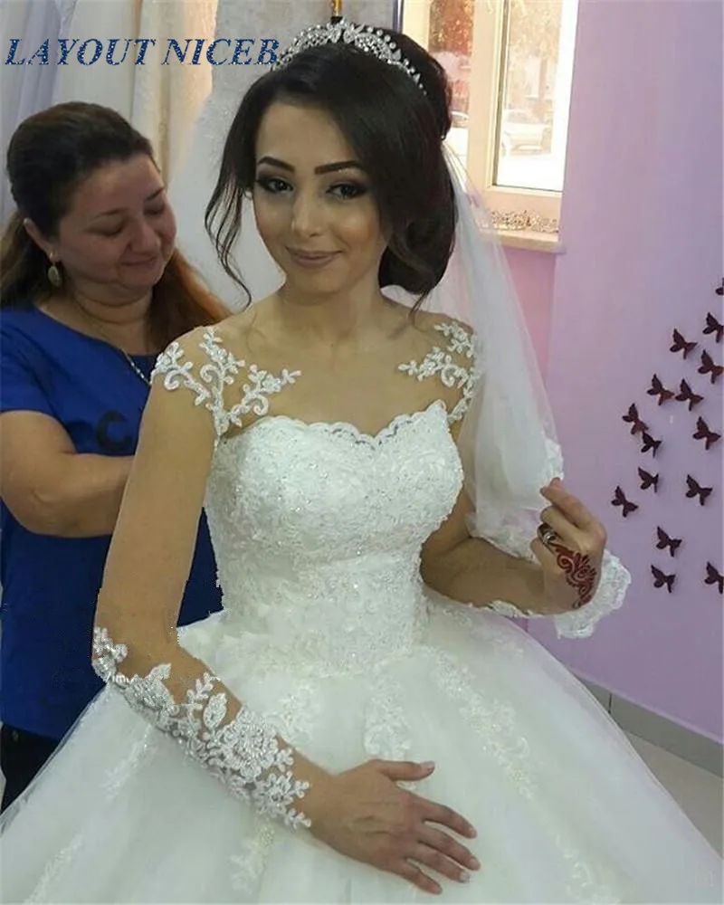 Бальное платье размера плюс свадебные платья винтажное кружевное платье с длинным рукавом vestido de noiva расшитое блестками платье De Soriee suknia slubna