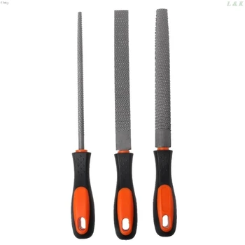 

3Pcs/Set Wood Rasp Steel File Carving Flat Round Semi-circular Shape Metal File Woodworking Craft Handle Tool L29K