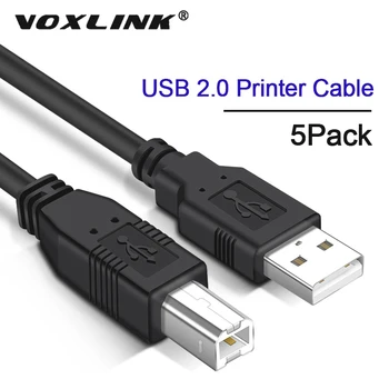 

VOXLINK 5Pack 2.0 USB Print Cable Type A to B Male to Male Printer Cable For Canon Epson HP ZJiang Label Printer DAC USB Printer