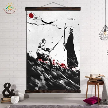 

Canvas Painting Prints and Posters Modern Home Decor Wall Art Picture Vintage Frame for Living Room Samurai Battles Japanese Art