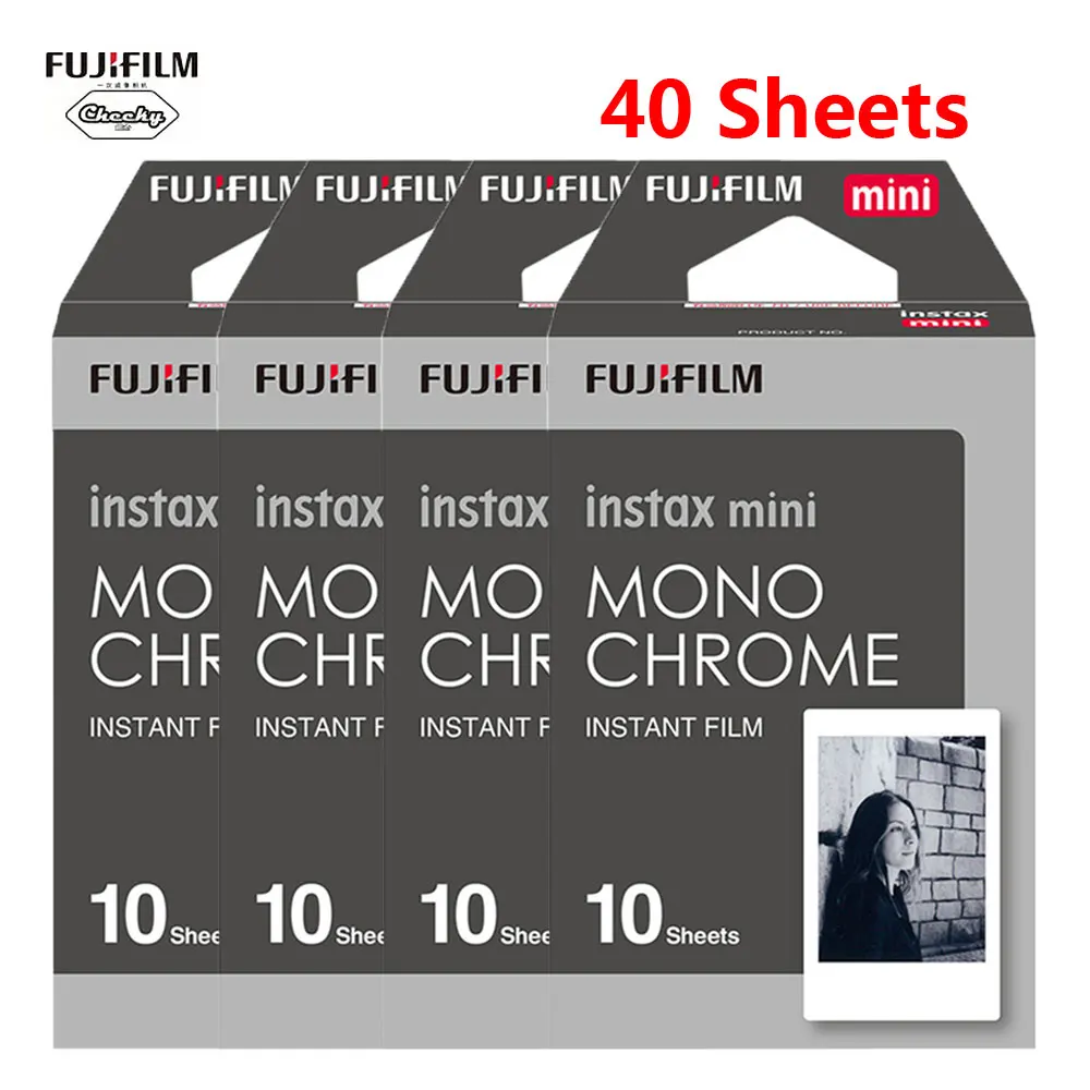 40 Sheets Пленка Fujifilm Instax Mini 10-60 листов черно-белая монохромная пленка для камеры моментальной печати Fujifilm Instaxmini 8 7s 25 50s 9 - Цвет: 40 Sheets