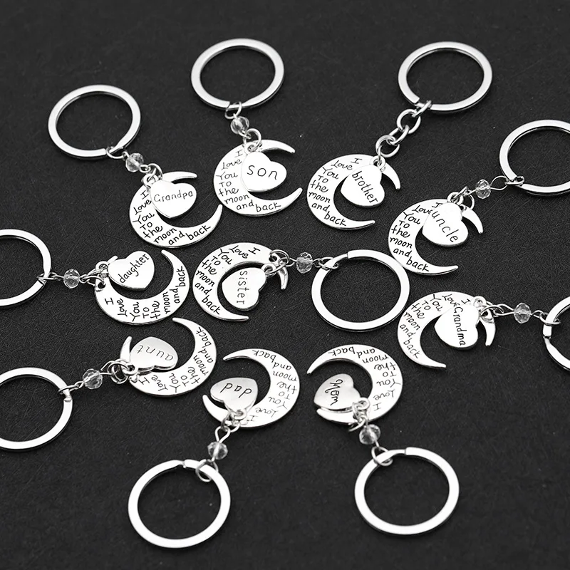 

European and American fashion simple key chain Valentine's Day gift love moon I love you key chain ins style
