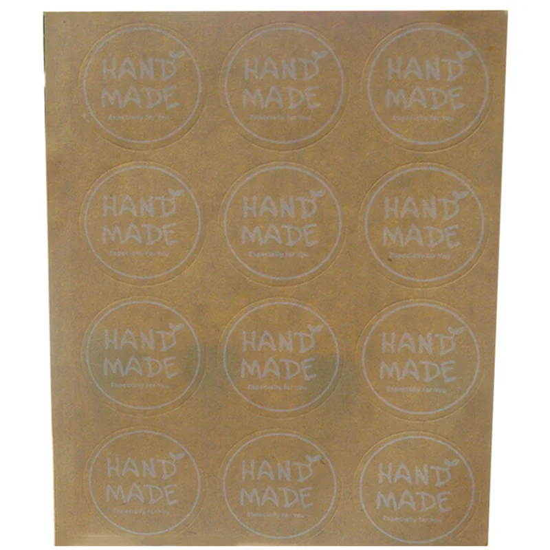 1200 шт./лот винтажные круглые и квадратные наклейки ручной работы из крафт бумаги