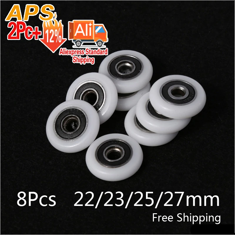 

8Pcs Plastic Rollers for Shower Screen Bearing Sliding Door Cabinet Wheel Machine Wardrobe Cabin Draw Slide Castors