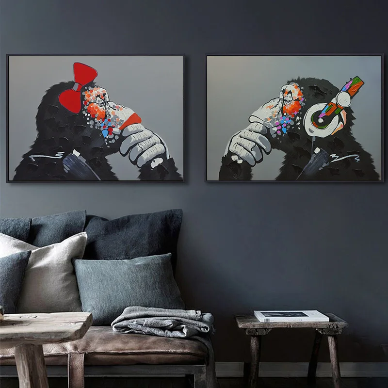 

Orangutan animal retro wall art canvas painting photo Nordic poster print wall picture for living room decoration