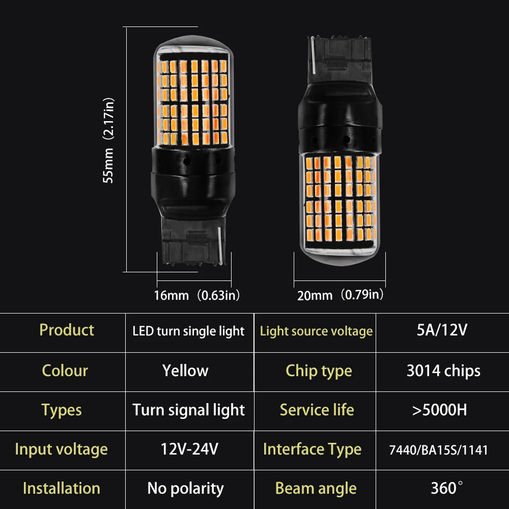YUNPICAR супер яркая низкая мощность 3014 чипсет 144 SMD 1156 BA15S светодиодный свет сигнальная Поворотная лампа мигающие лампы, боковые габаритные огни