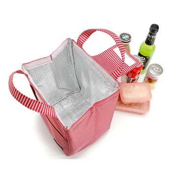 

New Fashion Striped Lunch Bag Box Women Tote Hot Cold Insulated Thermal Cooler Travel Work Student School Picnic Food Bag