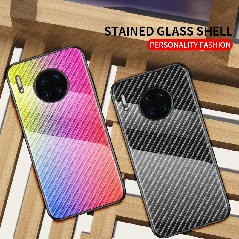 Для huawei mate 30 Pro Чехол из закаленного стекла градиентная задняя крышка мягкая