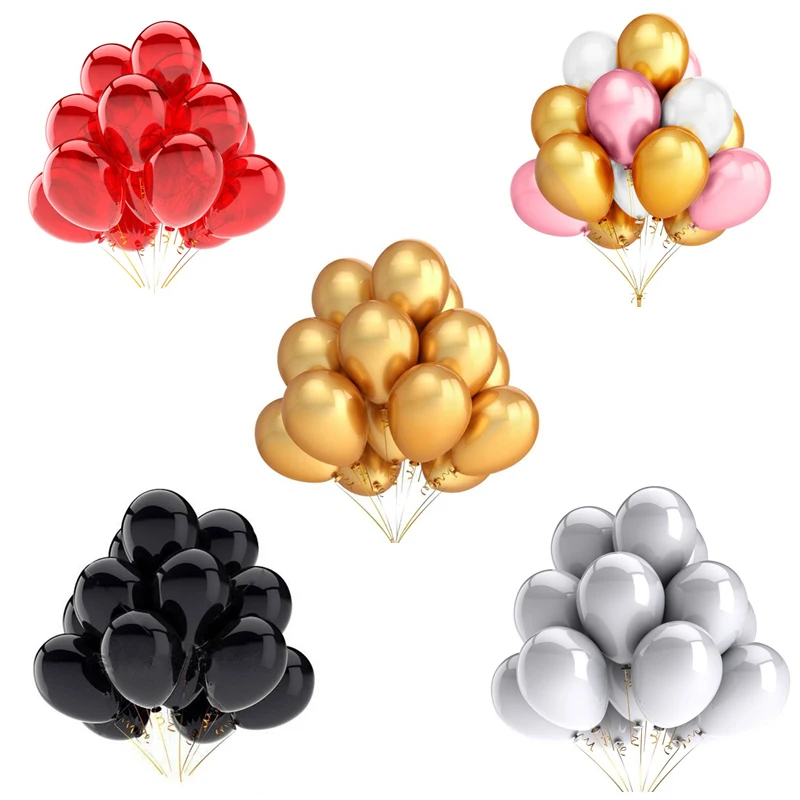 Mejores Ofertas 10 Uds oro blanco negro rosa de látex globos de fiesta de cumpleaños decoración boda inflable globo de aire niños juguetes bebé ducha globo llKqqxz1o