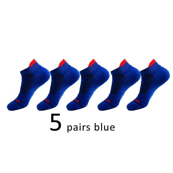 Veridical 5 Pairs Athletic Sport Running Socks For Men Colorful Cotton Breathable Deodorant Quick-Drying Ankle Boat Socks Brand Blue