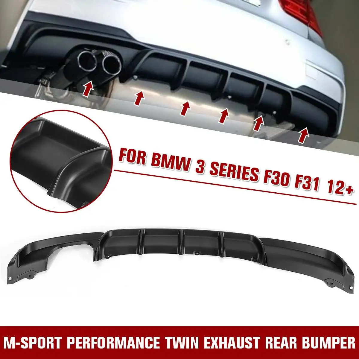 

Back Bumpers Diffuser Matte Black Rear Bumper Diffusers FOR BMW 3 SERIES F30 F31 M-Sport Rear Bumper 12+