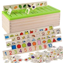 Математическая классификация, Обучающие деревянные игрушки Монтессори, головоломка, деревянная карточная коробка для раннего обучения, детские игрушки для детей
