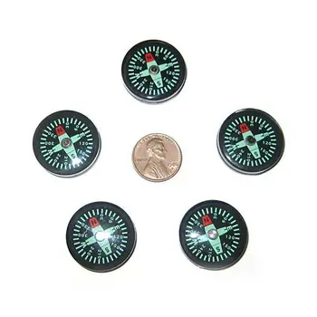 

5 Small 25mm pocket survival scout button compasses!