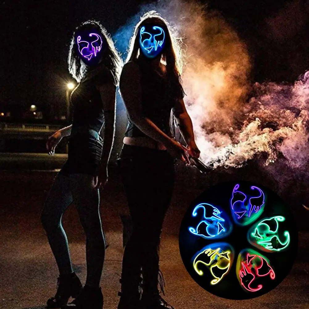 Halloween Mask Fancy Ball Party Light Up Mask LED Scary Mask Festival Christmas Costume Fakes Masquerades