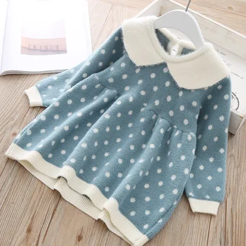 

Autumn winter Baby Girls Dress Cute Newborn Girls warm Dress Knitted Baby Clothes Infant Toddler Tops Shirts girl wool Dress