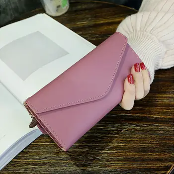 

Elegant Women Lady Convenient Fashion Solid Simple Clutch Leather Wallet Long Card Holder Phone Organizer Bag Case Purse Handbag