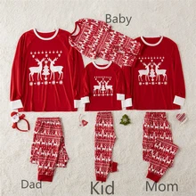 Новые Семейные рождественские пижамы, Семейные комплекты, Одинаковая одежда для мамы и дочки, одежда для папы и сына, новогодний семейный образ