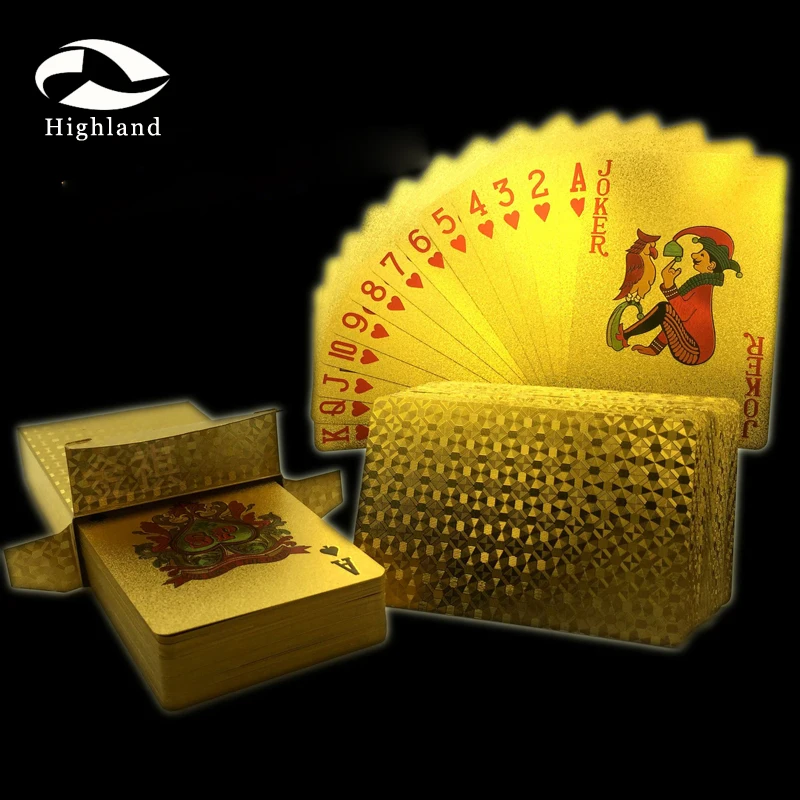 New Playing Cards Table games 24K Gold Plastic Playing Cards Durable Waterproof PET Gold Foil 54Pcs/Set Deck Poker Magic Cards