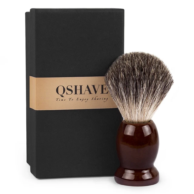 Qshave Man Pure włosia borsuka pędzel do golenia drewna 100% do maszynki do golenia podwójne zabezpieczenia na kanty prosto klasyczny pędzel do golenia 1