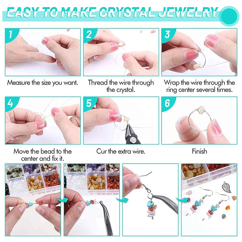 Ring Making Kit with 28 Colors Crystal Beads,1660 Pcs Crystal Jewelry  Making Kit with Gemstone Chip Beads, Jewelry Wire