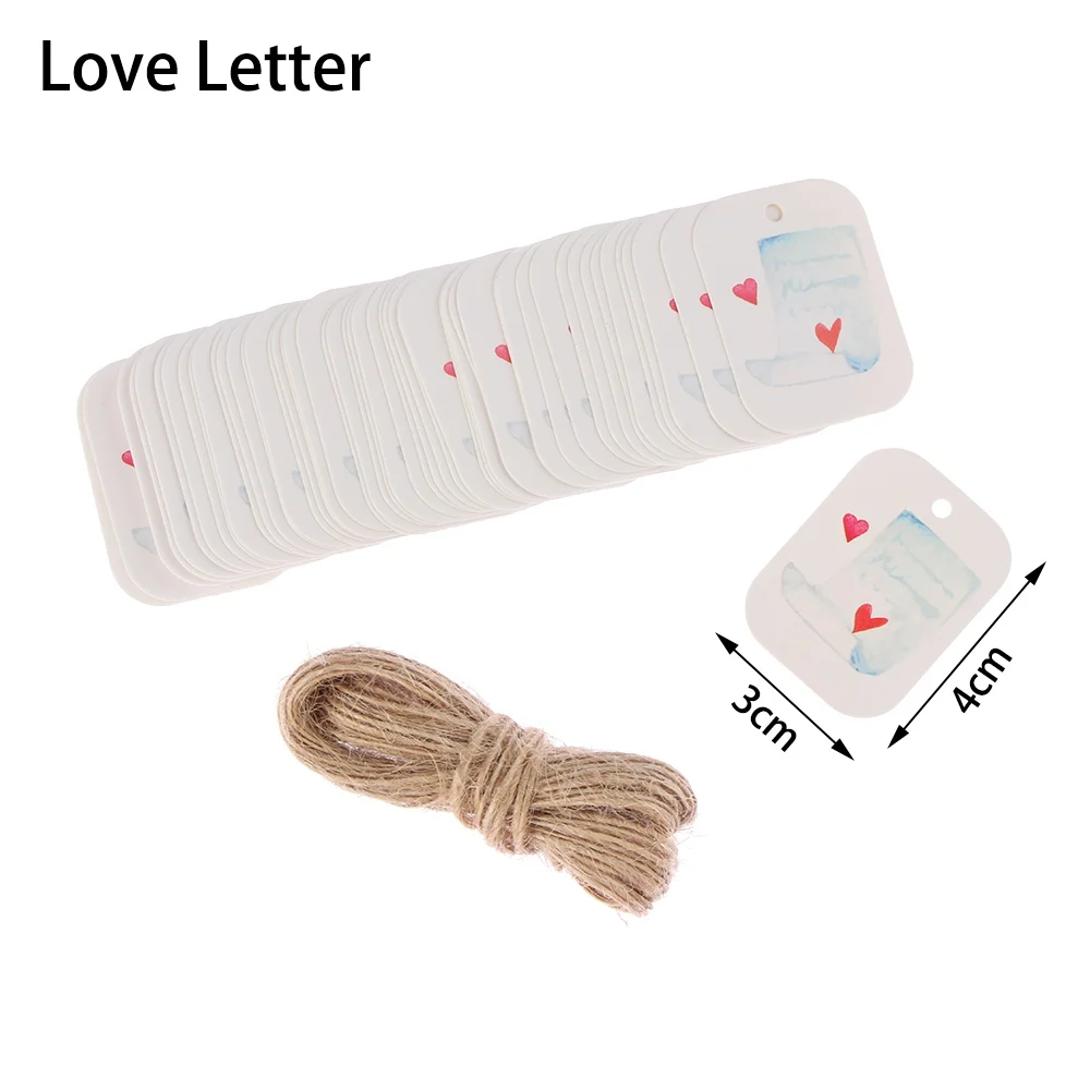 Love Letter 50 шт. печатные этикетки на День святого Валентина, бумажные этикетки, крафт-бирки, подарочная упаковка, одежда, вечерние открытки, товары на День святого Валентина - Цвет: Love Letter