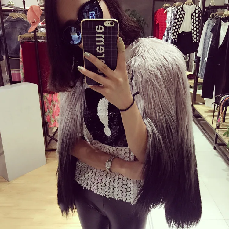 Women's imitation fur coat long fox jacket wool |