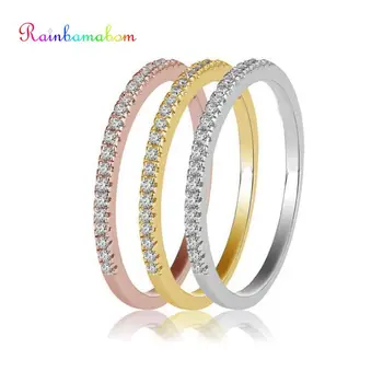 

Rainbamabom 3 PCS 925 Sterling Silver Created Moissanite Gemstone Wedding Engagement Diamonds Ring Sets Fine Jewelry Wholesale