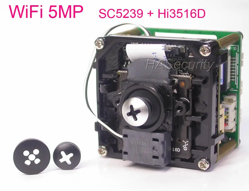

WiFi 5.0MP screw head 3.7mm Lens H.265 / H.264 1/1.2.7" SmartSens SC5239 + Hi3516D V100 IP CCTV camera PCB board module +IRC