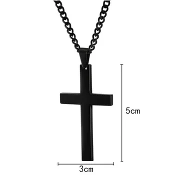 Punk Matte Cross Necklace For Men Women Simple Geometric Black Cross Pendant Chain Necklace Choker Jewelry Gifts