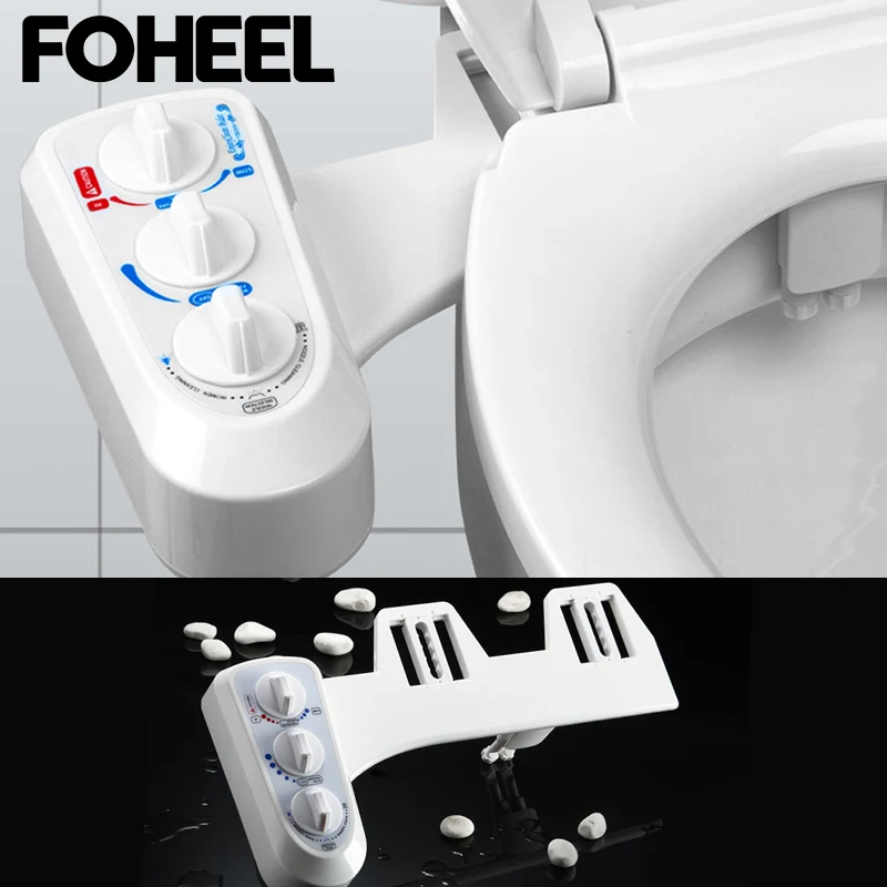 FOHEEL Washing Bidet Sprayer Non Electric Toilet Seat Bidet Hot Cold