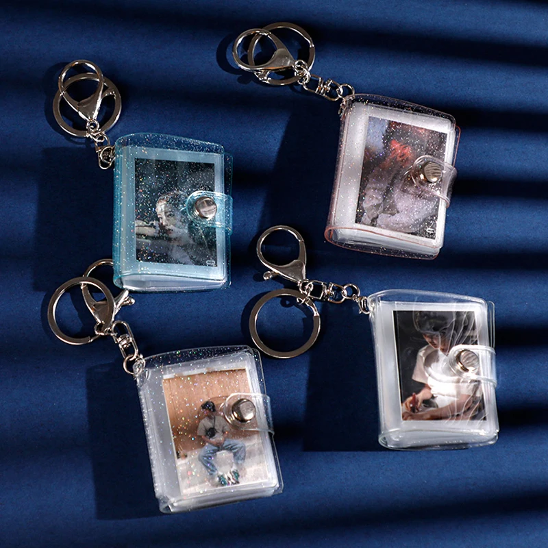 1 inch 2 inch Small Mini Album Book Bag Accessories Pendant Creative Keychain Card Holder Card Bag Photo Holder With Keychain
