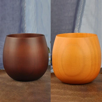

Japanese Style Natural Wooden Cup Big Belly Cups Durable Eco-friendly Heat Insulation Tea Coffee Milk Wine Cup