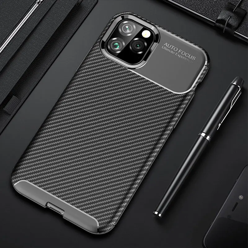 

For iPhone 11 Case Luxury Carbon Fiber Leather Business Back Cover For iPhone 11 Pro Armor Case For iPhone 11 Pro Max (M827)
