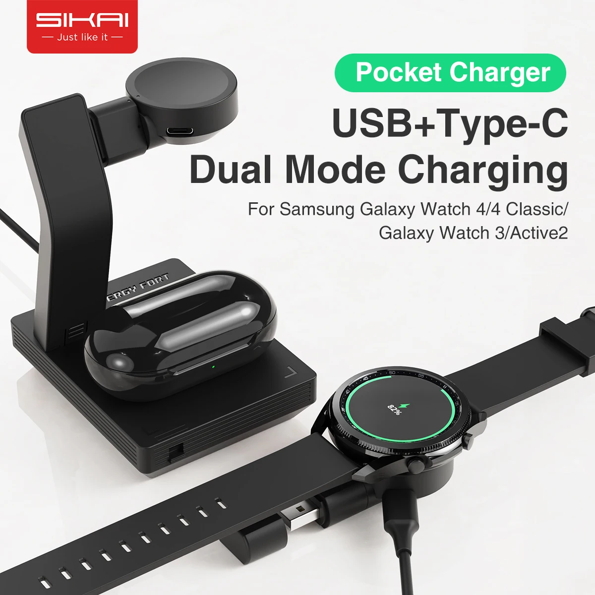 

Зарядное устройство USB для Samsung Active 1/2 Galaxy Watch 3, Samsung Galaxy Watch 4 40 мм 44 мм Galaxy Watch 4 Classic 42 мм 46 мм